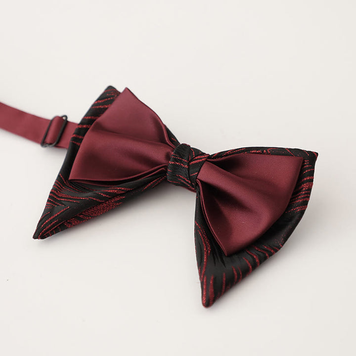 Nœud papillon surdimensionné en satin à deux canapés ajustable à motif cachemire