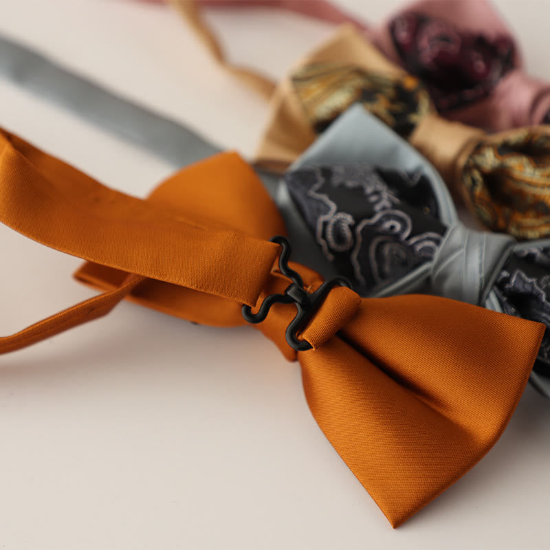 Nœud papillon en satin à deux canapés et bretelles réglables à motif cachemire