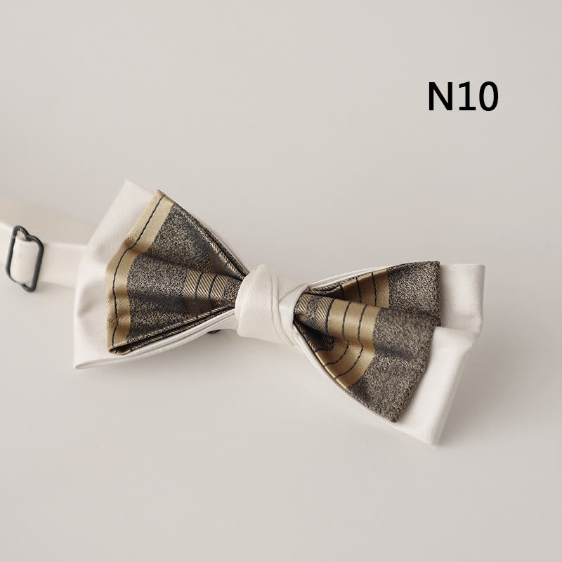 Nœud papillon à bretelles réglables en satin beige à deux canapés
