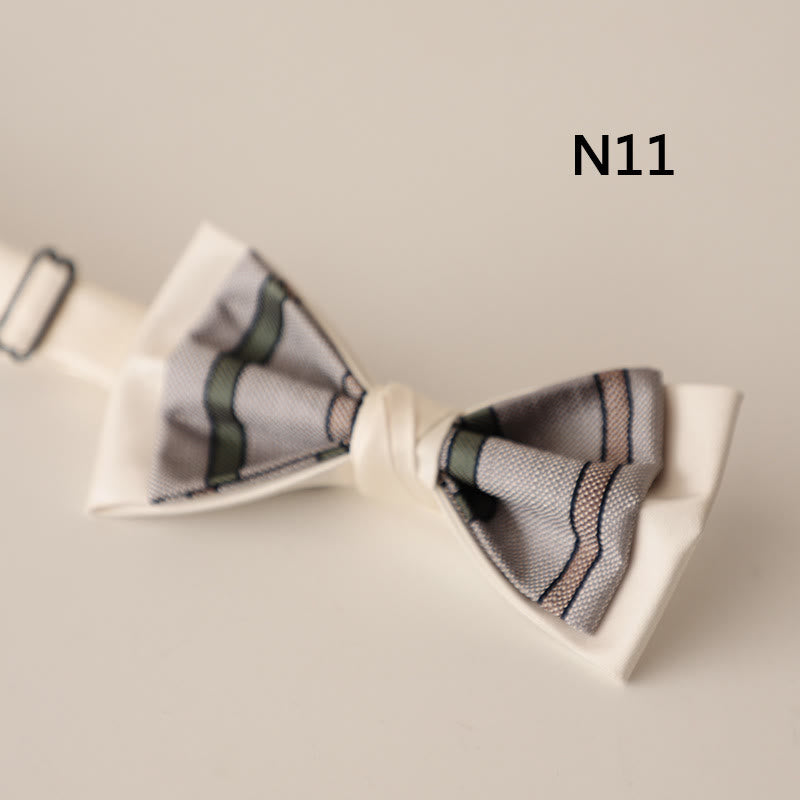 Nœud papillon à bretelles réglables en satin beige à deux canapés