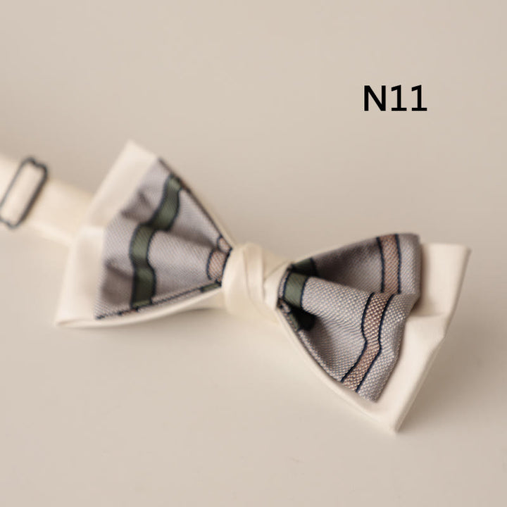 Nœud papillon à bretelles réglables en satin beige à deux canapés