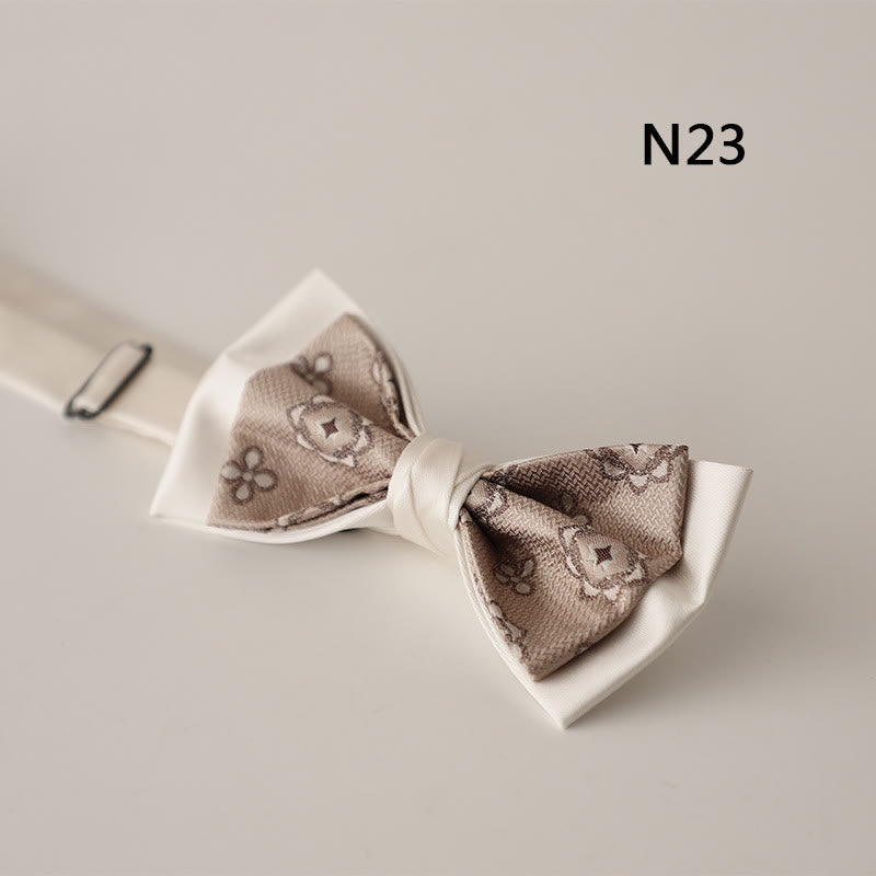 Nœud papillon à bretelles réglables en satin beige à deux canapés