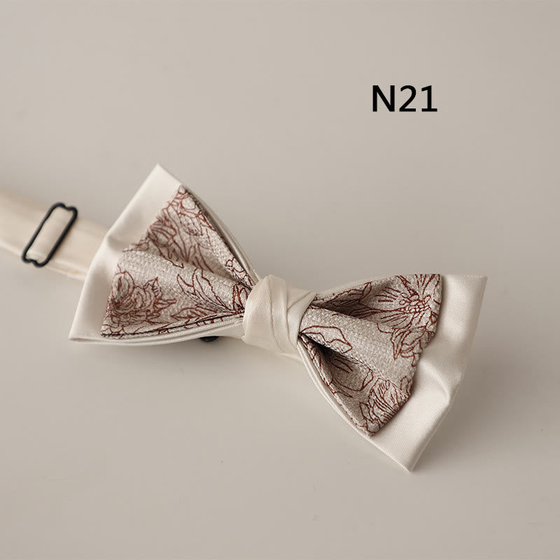Nœud papillon à bretelles réglables en satin beige à deux canapés