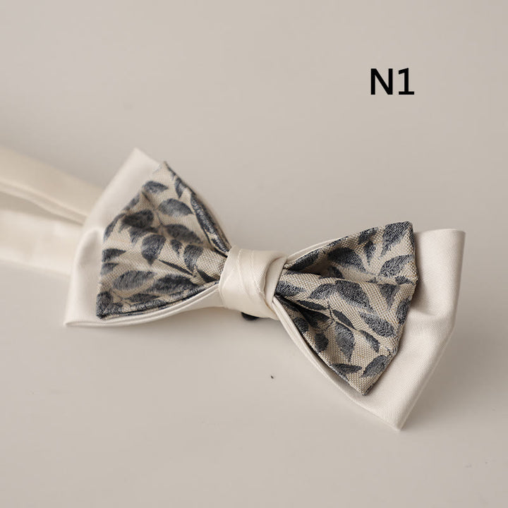 Nœud papillon à bretelles réglables en satin beige à deux canapés