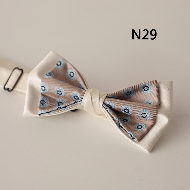 Nœud papillon à bretelles réglables en satin beige à deux canapés