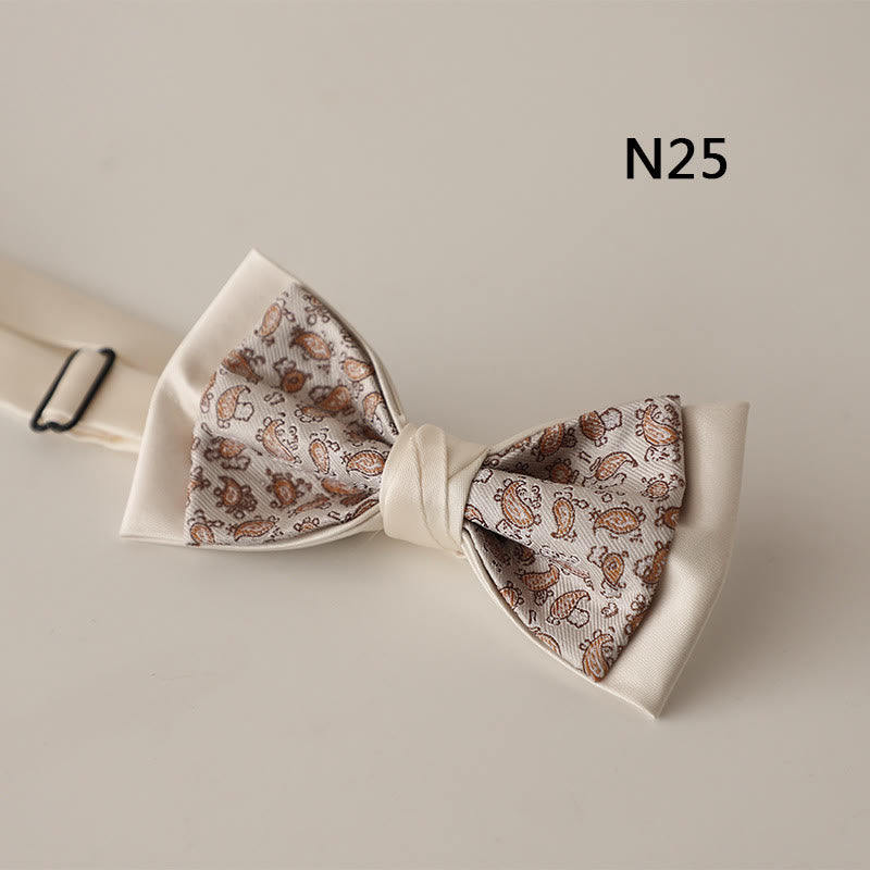 Nœud papillon à bretelles réglables en satin beige à deux canapés