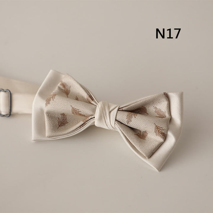 Nœud papillon à bretelles réglables en satin beige à deux canapés