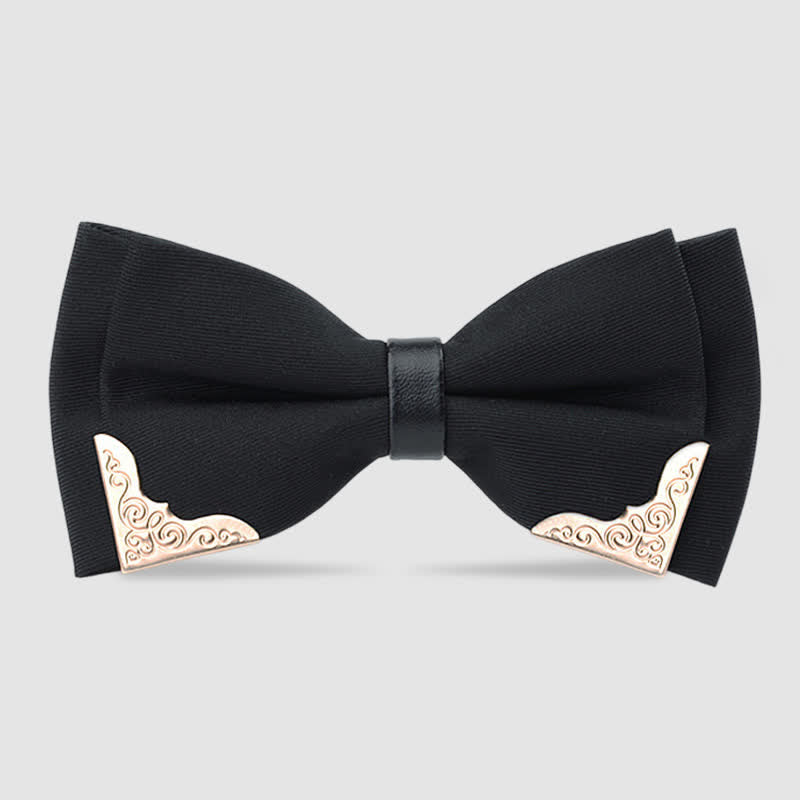 Noeud papillon classique en métal doré pour homme