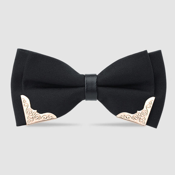 Noeud papillon classique en métal doré pour homme