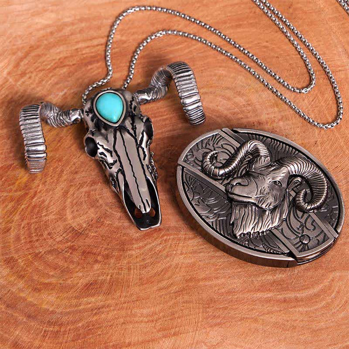 Ensemble de boucles de ceinture, couteau caché, pendentif en forme de mouton, crâne turquoise, à faire soi-même