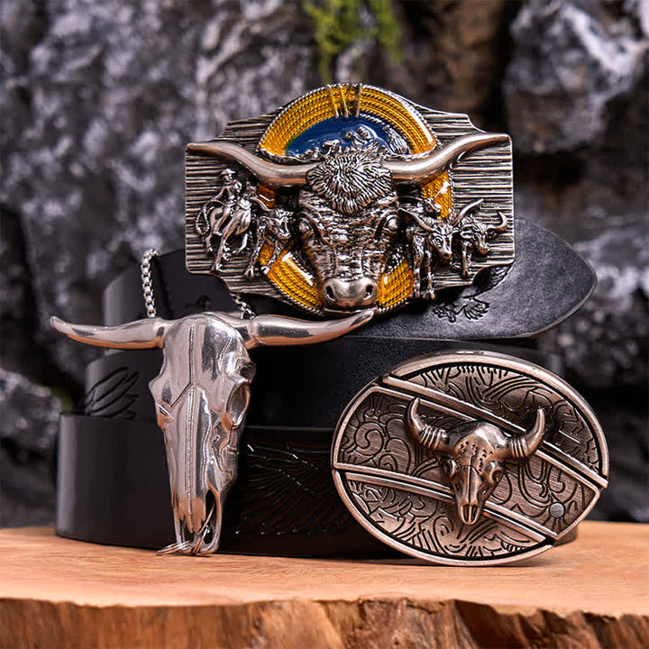 Ensemble de pendentifs et boucles de ceinture à couteau caché à faire soi-même sur le thème du taureau Longhorn