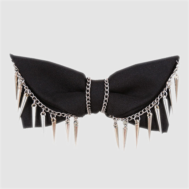 Nœud papillon à chaîne et pompons style punk pour homme