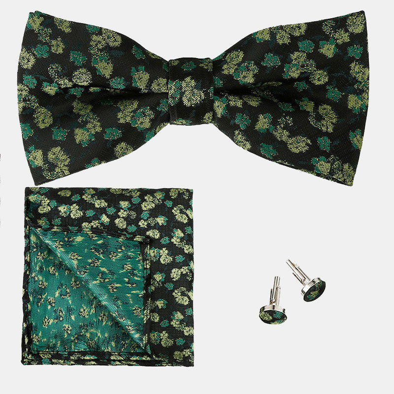 Lot de 3 mouchoirs de poche et nœud papillon pour homme avec motif floral rose