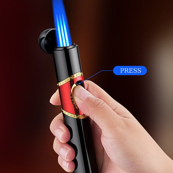 Briquet 3 en 1 à triple brûleur avec perforateur et aiguille à cigares intégrés