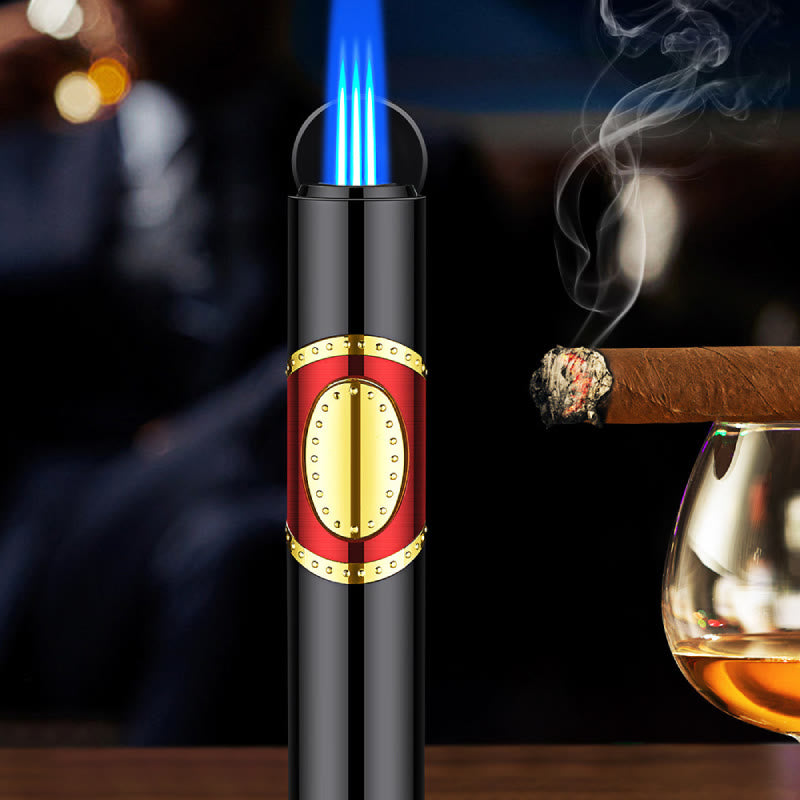 Briquet 3 en 1 à triple brûleur avec perforateur et aiguille à cigares intégrés