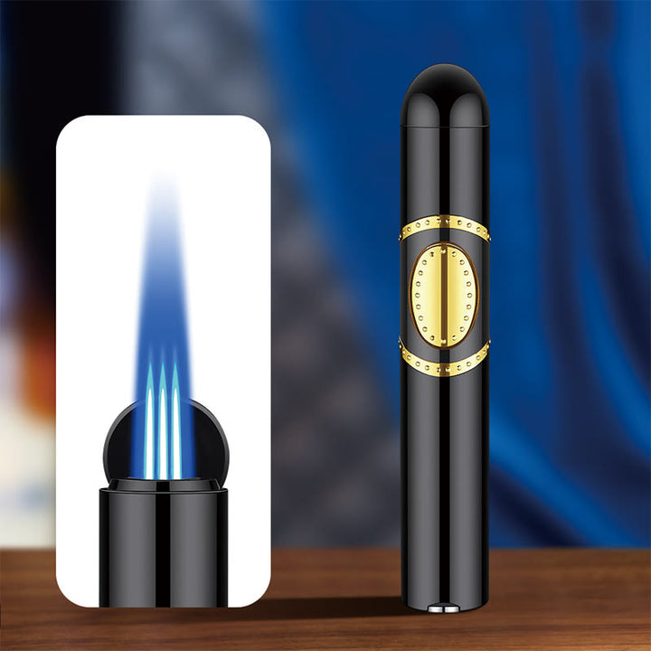 Briquet 3 en 1 à triple brûleur avec perforateur et aiguille à cigares intégrés