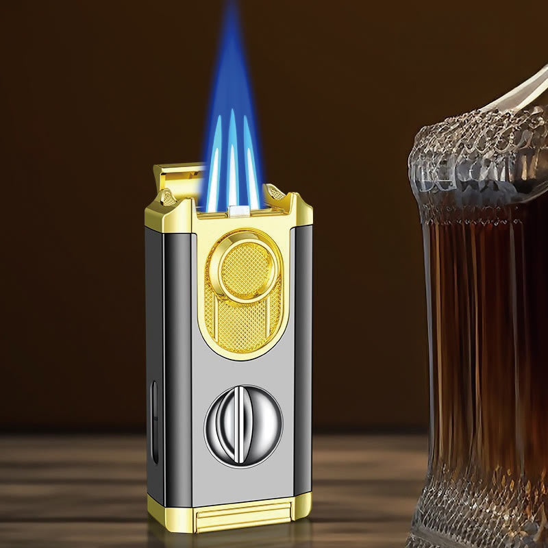 Briquet 3 en 1 à triple brûleur avec coupe-cigare intégré