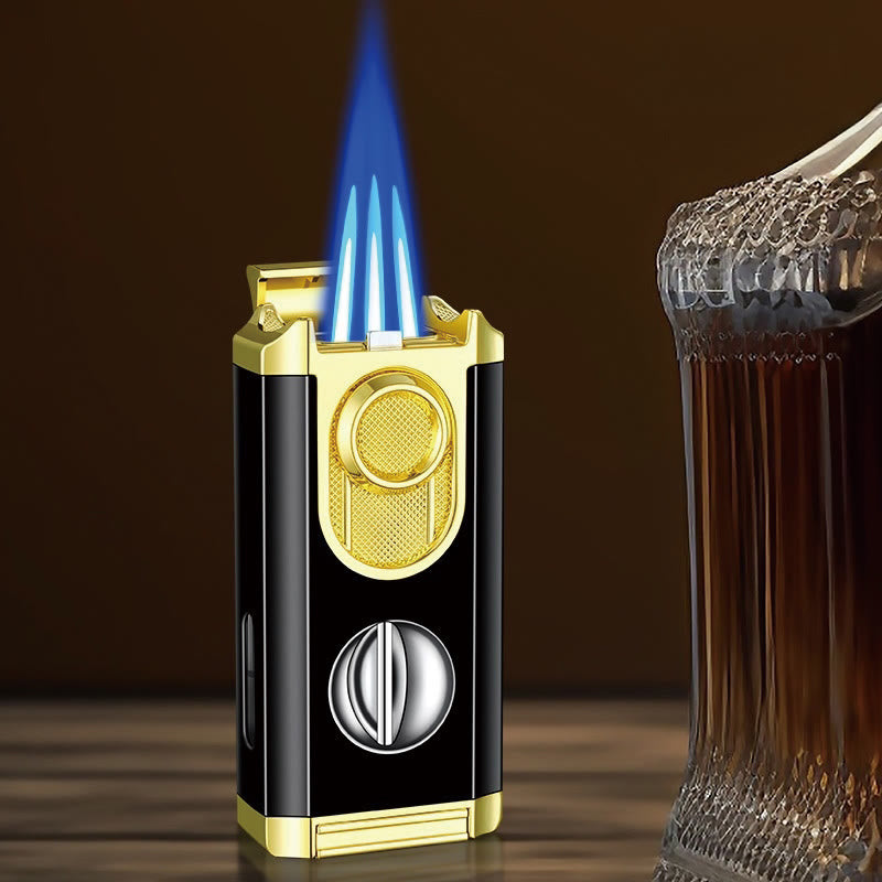 Briquet 3 en 1 à triple brûleur avec coupe-cigare intégré