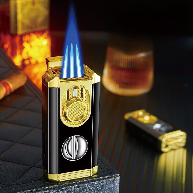 Briquet 3 en 1 à triple brûleur avec coupe-cigare intégré