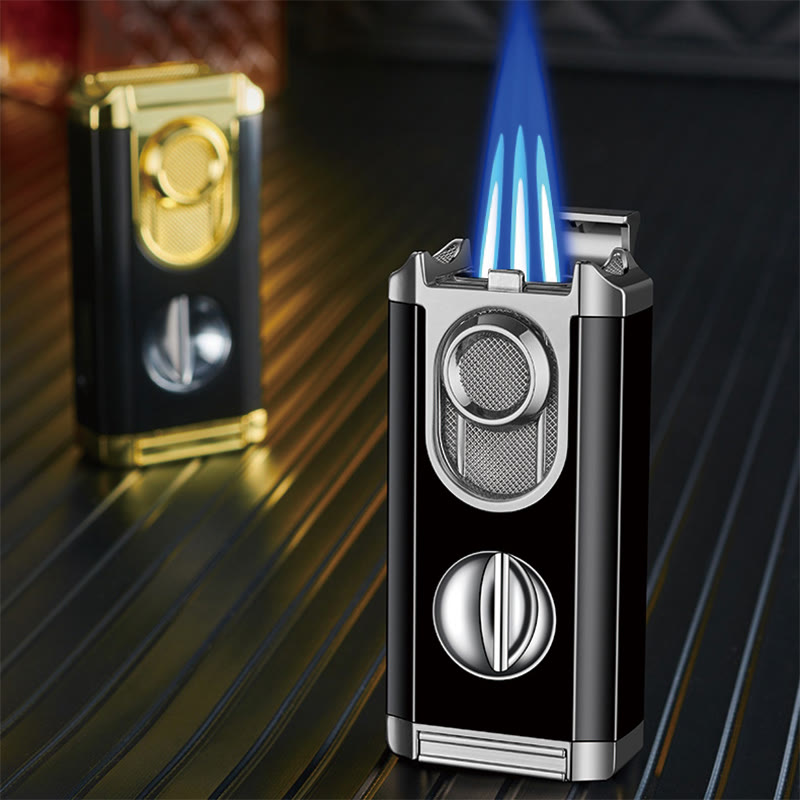 Briquet 3 en 1 à triple brûleur avec coupe-cigare intégré