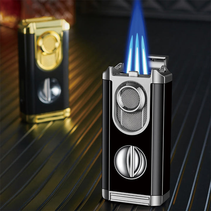 Briquet 3 en 1 à triple brûleur avec coupe-cigare intégré