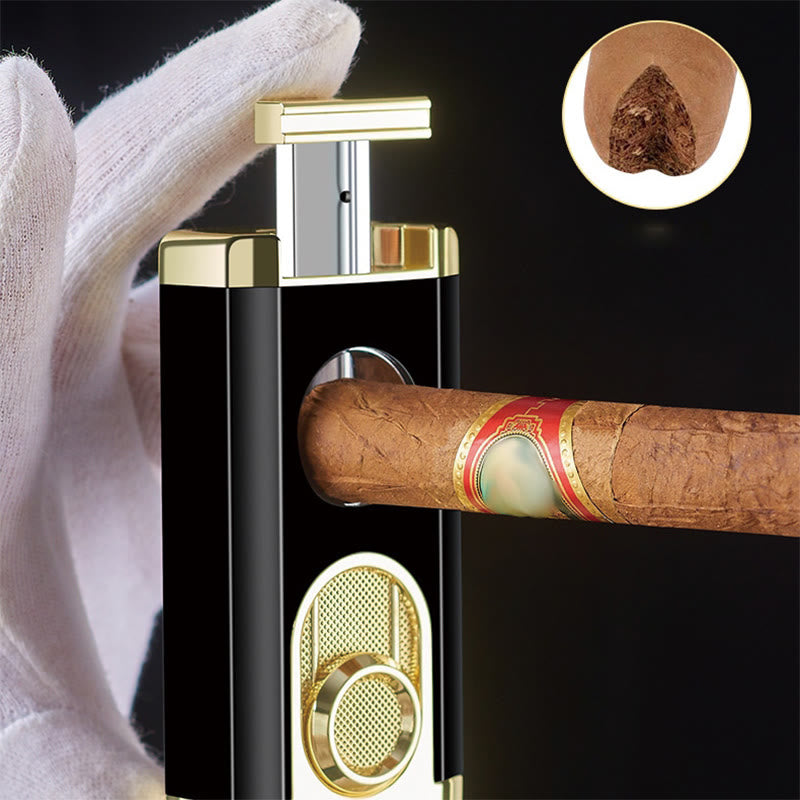 Briquet 3 en 1 à triple brûleur avec coupe-cigare intégré