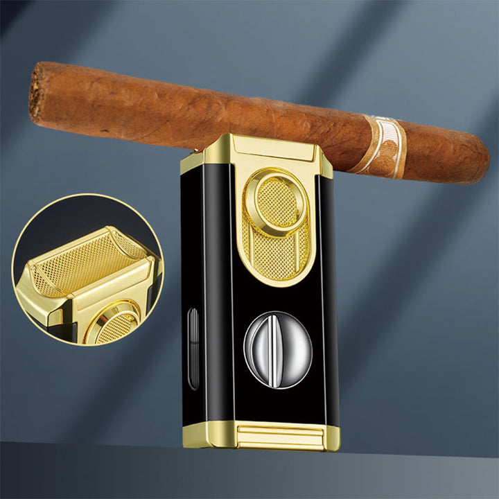 Briquet 3 en 1 à triple brûleur avec coupe-cigare intégré