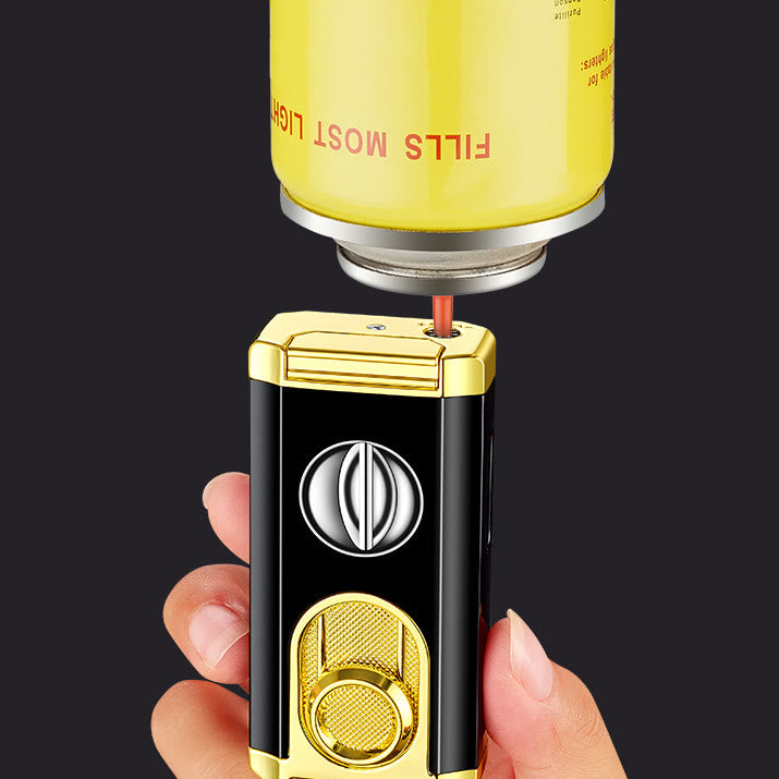 Briquet 3 en 1 à triple brûleur avec coupe-cigare intégré