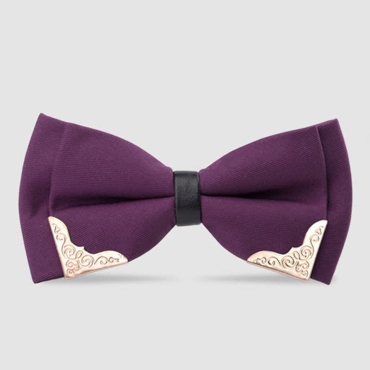 Noeud papillon classique en métal doré pour homme