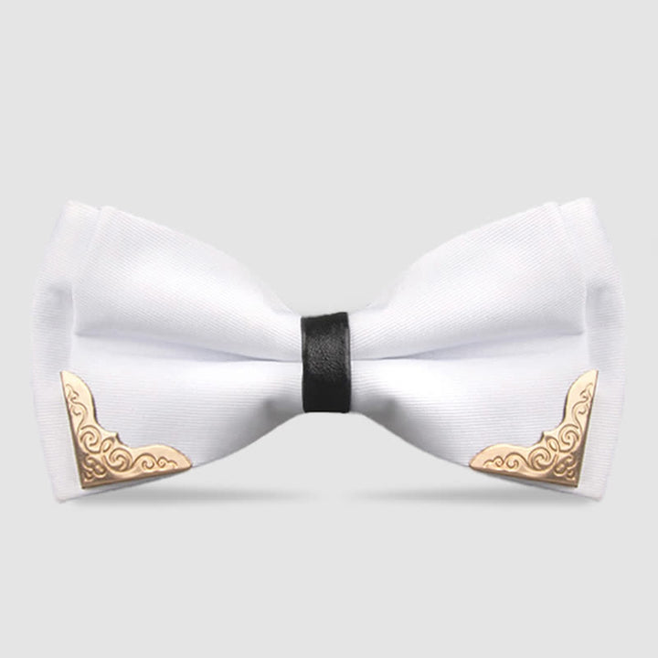 Noeud papillon classique en métal doré pour homme