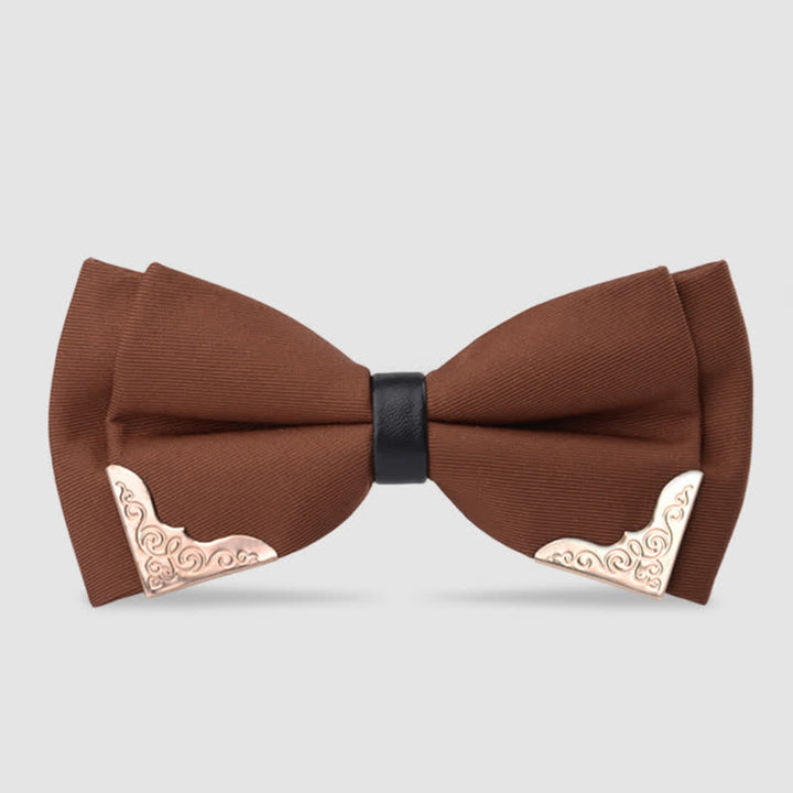 Noeud papillon classique en métal doré pour homme