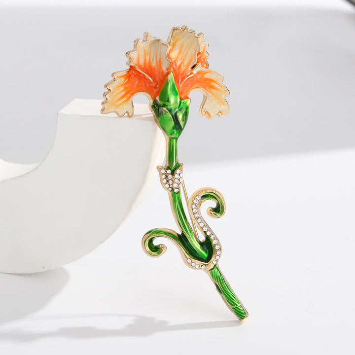 Jolie broche œillet émaillée pour femme