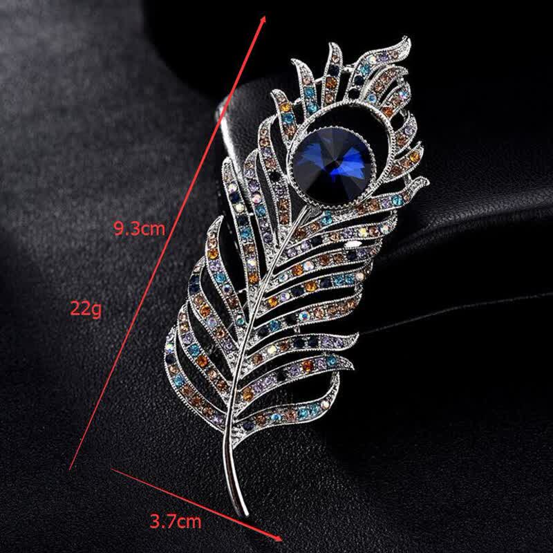 Broche unisexe en forme de plume de phénix avec strass colorés