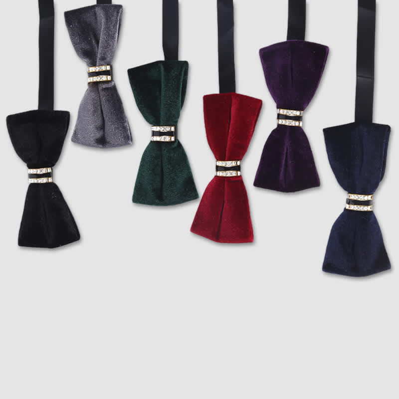 Nœud papillon uni en velours cristal de luxe pour homme