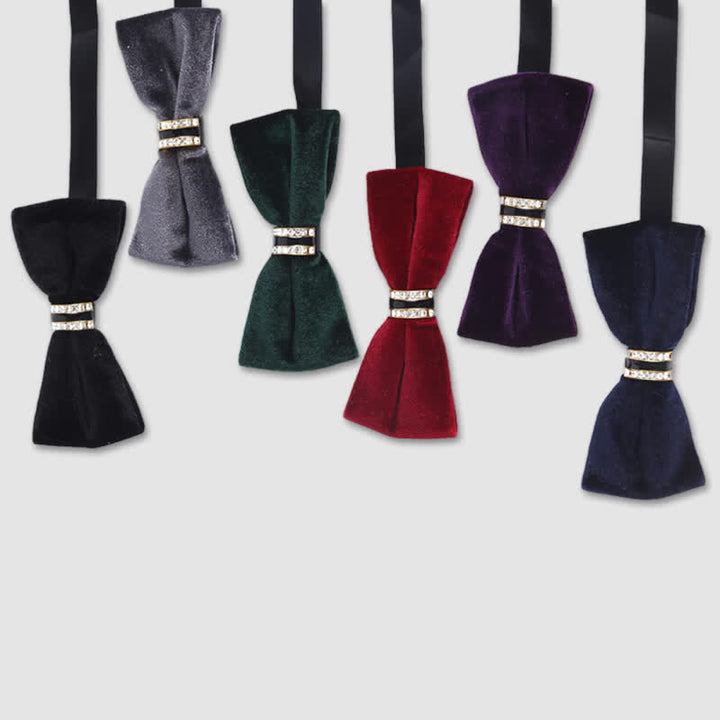 Nœud papillon uni en velours cristal de luxe pour homme