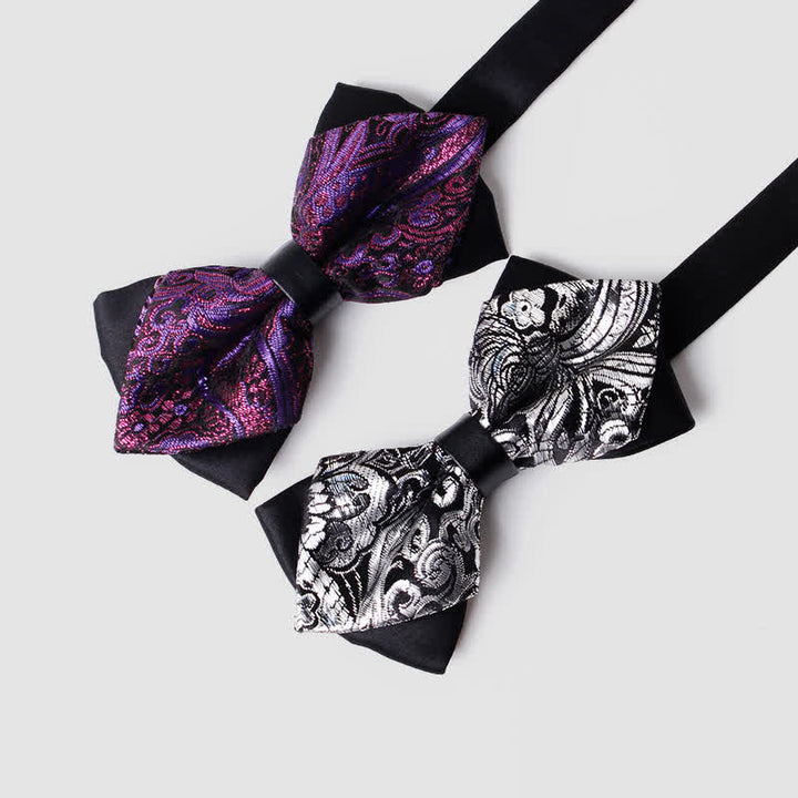 Nœud papillon pointu à motif cachemire doré pour homme