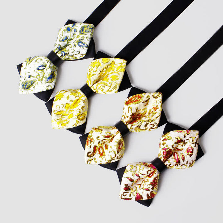 Nœud papillon pointu à motif cachemire doré pour homme