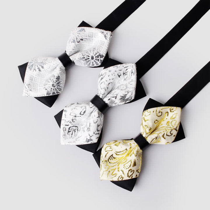 Nœud papillon pointu à motif cachemire doré pour homme