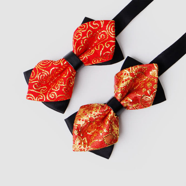 Nœud papillon pointu à motif cachemire doré pour homme