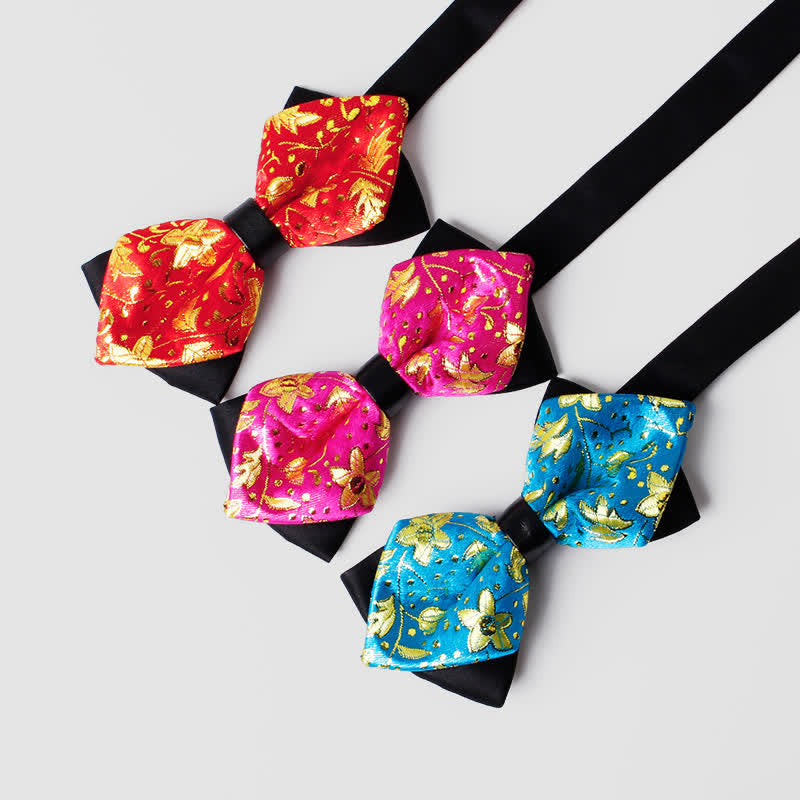Nœud papillon pointu à motif cachemire doré pour homme