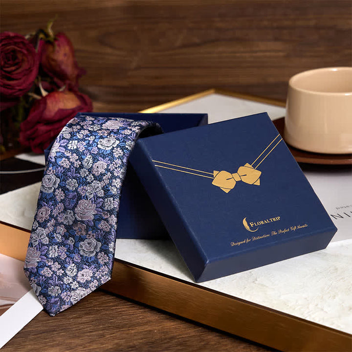 Cravate fantaisie florale SteelBlue pour homme