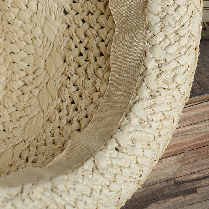 Chapeau Fedora en paille unisexe style bohème, fait main, pour la plage et l'été