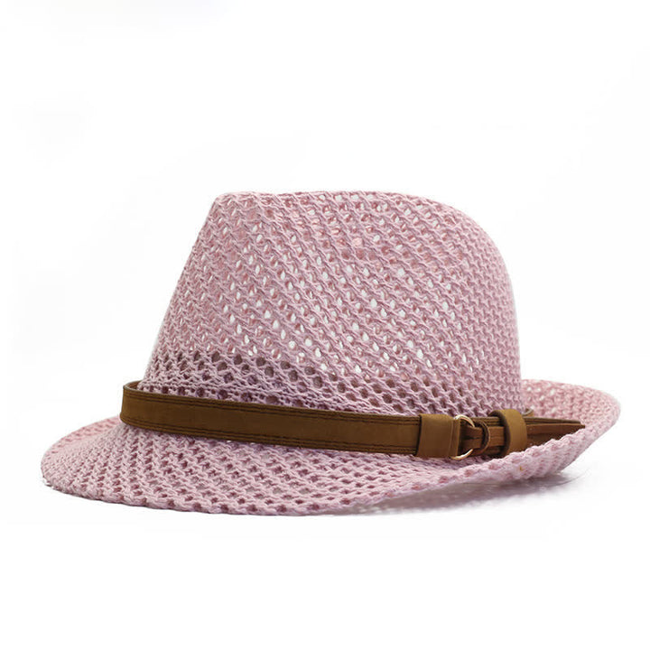 Chapeau Fedora en paille ajouré tissé à la main pour homme