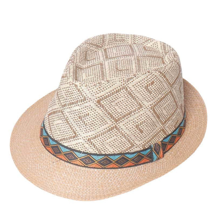Chapeau Fedora d'été tressé style streetwear ethnique pour homme