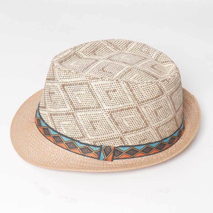 Chapeau Fedora d'été tressé style streetwear ethnique pour homme