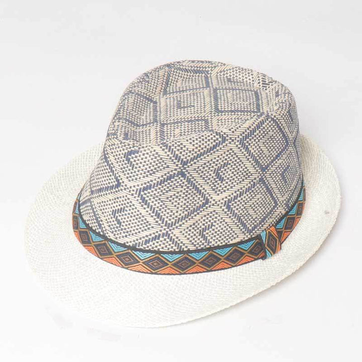 Chapeau Fedora d'été tressé style streetwear ethnique pour homme