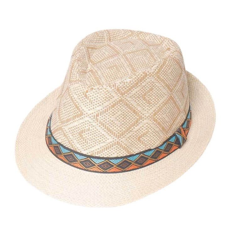 Chapeau Fedora d'été tressé style streetwear ethnique pour homme