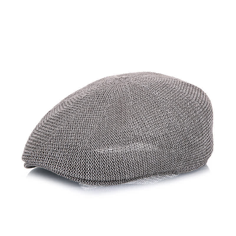 Béret d'été en paille pour homme, couleur unie, respirant, en maille