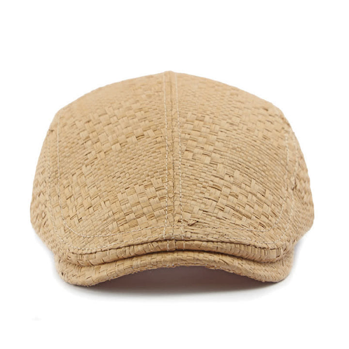 Béret plat unisexe élégant en paille tissée