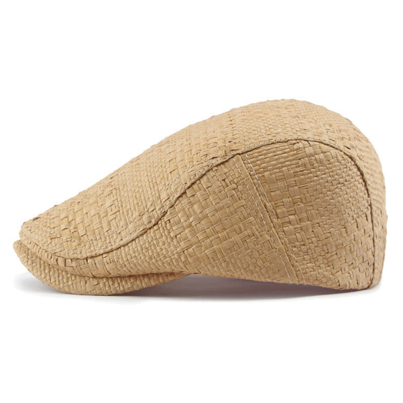 Béret plat unisexe élégant en paille tissée
